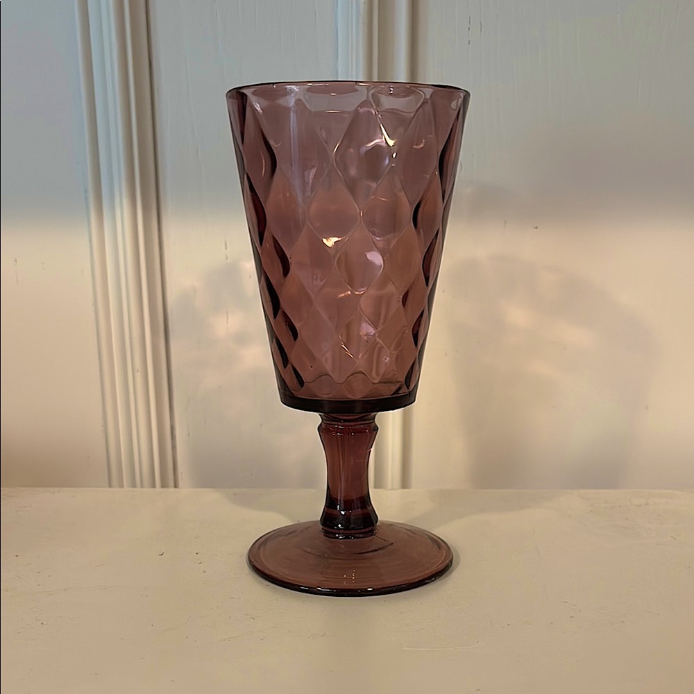 LG Wright Diamond Quilted Amethyst / Purple 7" Water Goblet